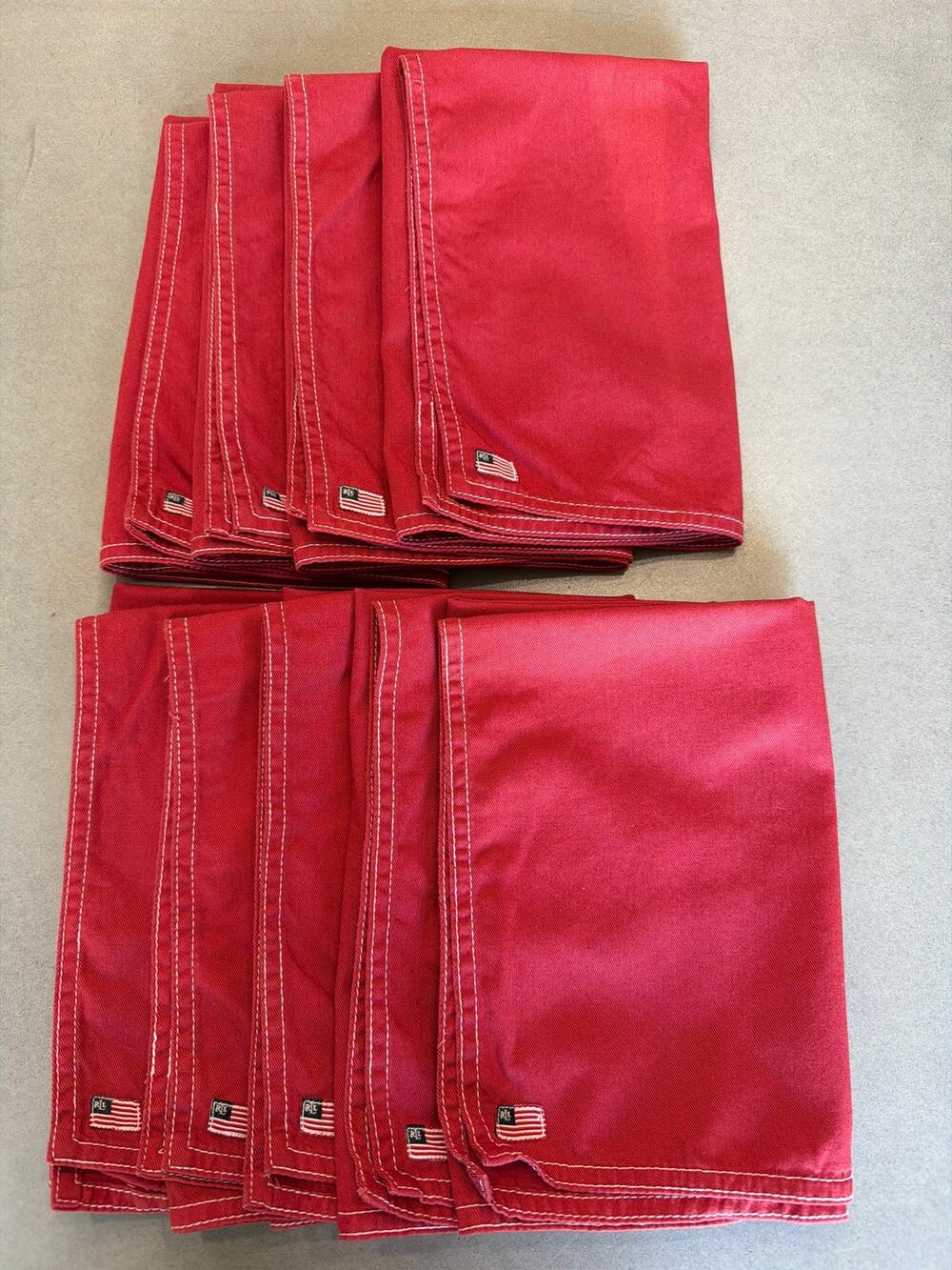 Lauren Ralph Lauren Red Set of 9 Cotton Dinner Napkins With American Flag 19x19